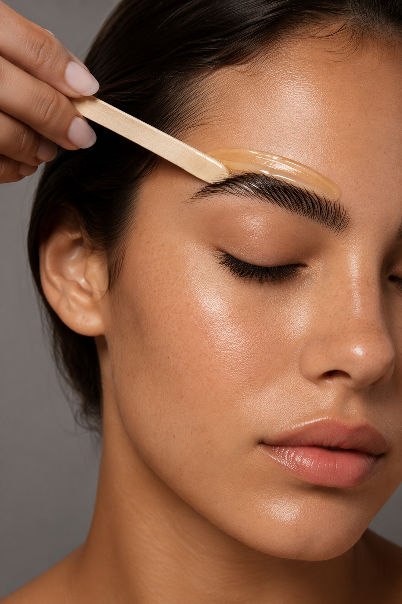 Client receiving a brow wax treatment designed to enhance the natural brow shape for a polished, low-maintenance look at The Pip Rx.